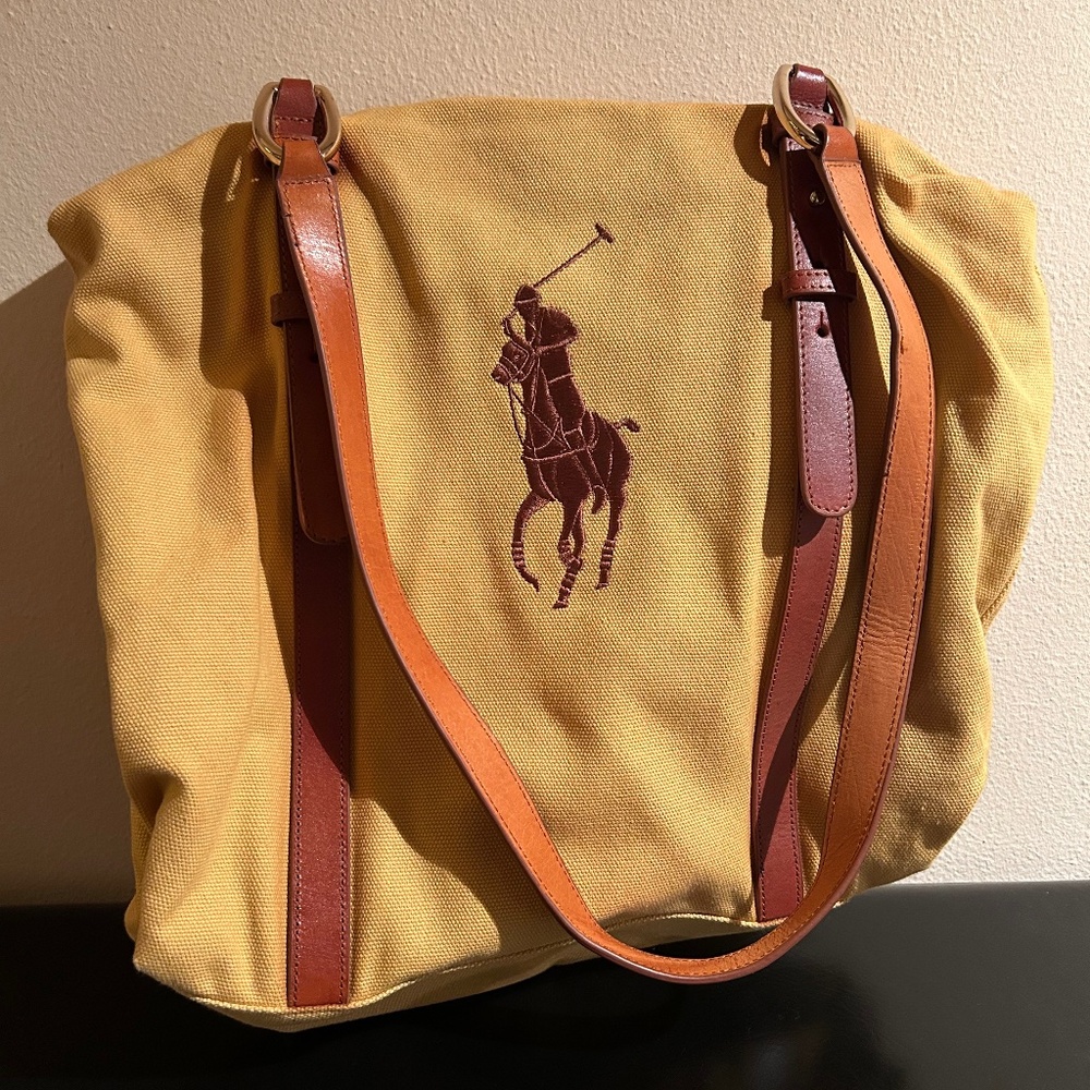Vintage Polo Ralph Lauren - Mustard Yellow Tote with Leather Handles